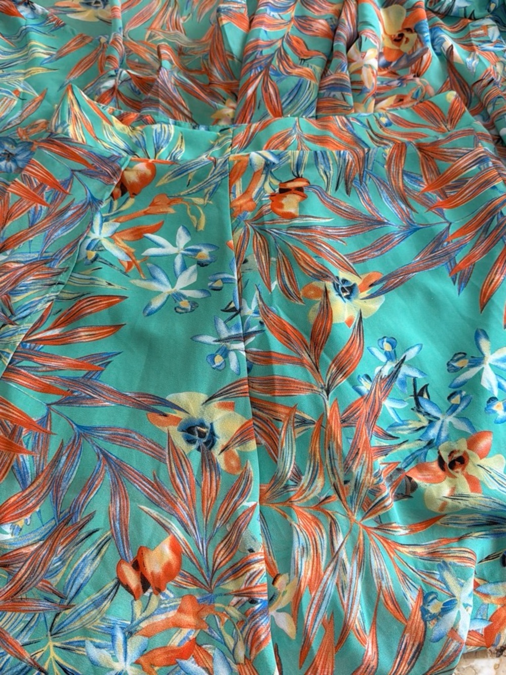 Floral Print Aqua Midi Skirt
